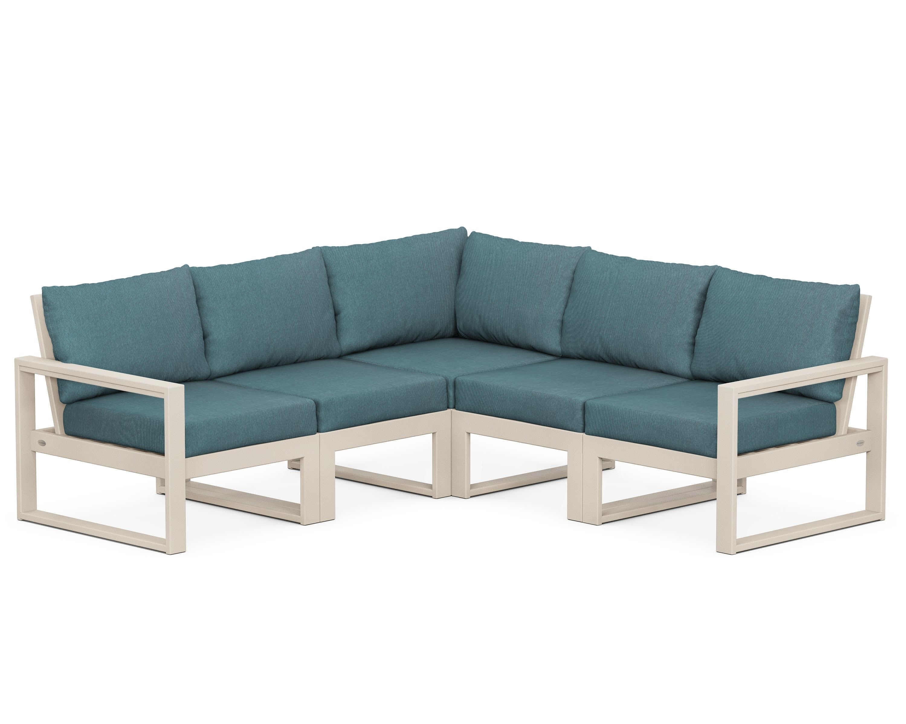 POLYWOOD® EDGE 5-Piece Modular Deep Seating Set in Sand / Ocean Teal