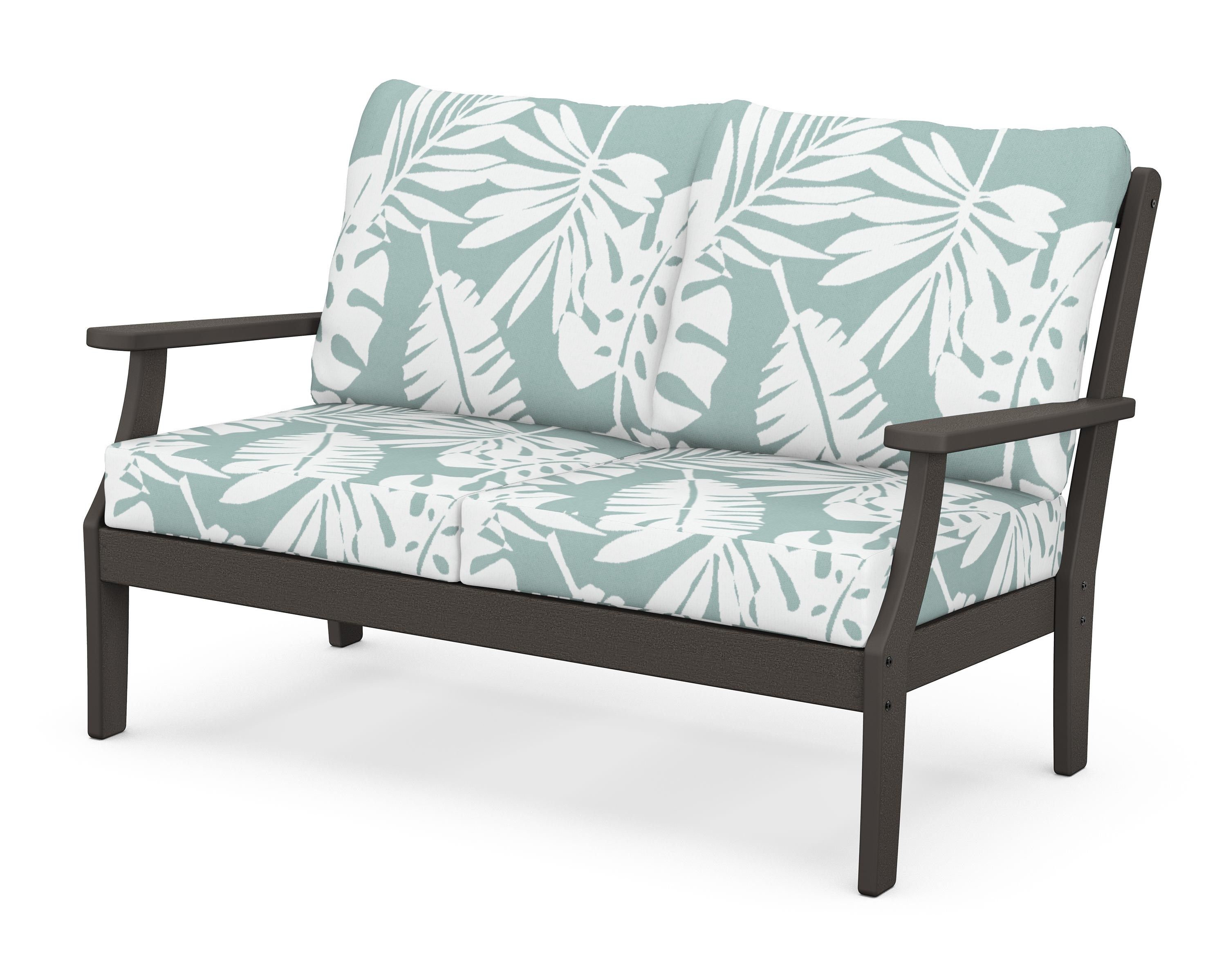 POLYWOOD® Braxton Deep Seating Loveseat in Vintage Coffee / Leaf Glacier Spa