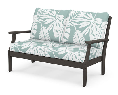 POLYWOOD® Braxton Deep Seating Loveseat in Vintage Coffee / Leaf Glacier Spa