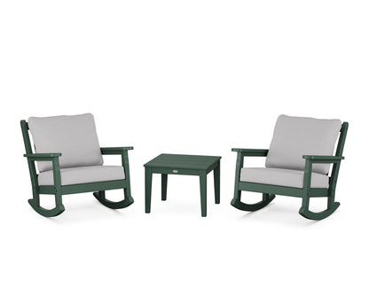 POLYWOOD® Chippendale 3-Piece Deep Seating Rocker Set in Green / Granite