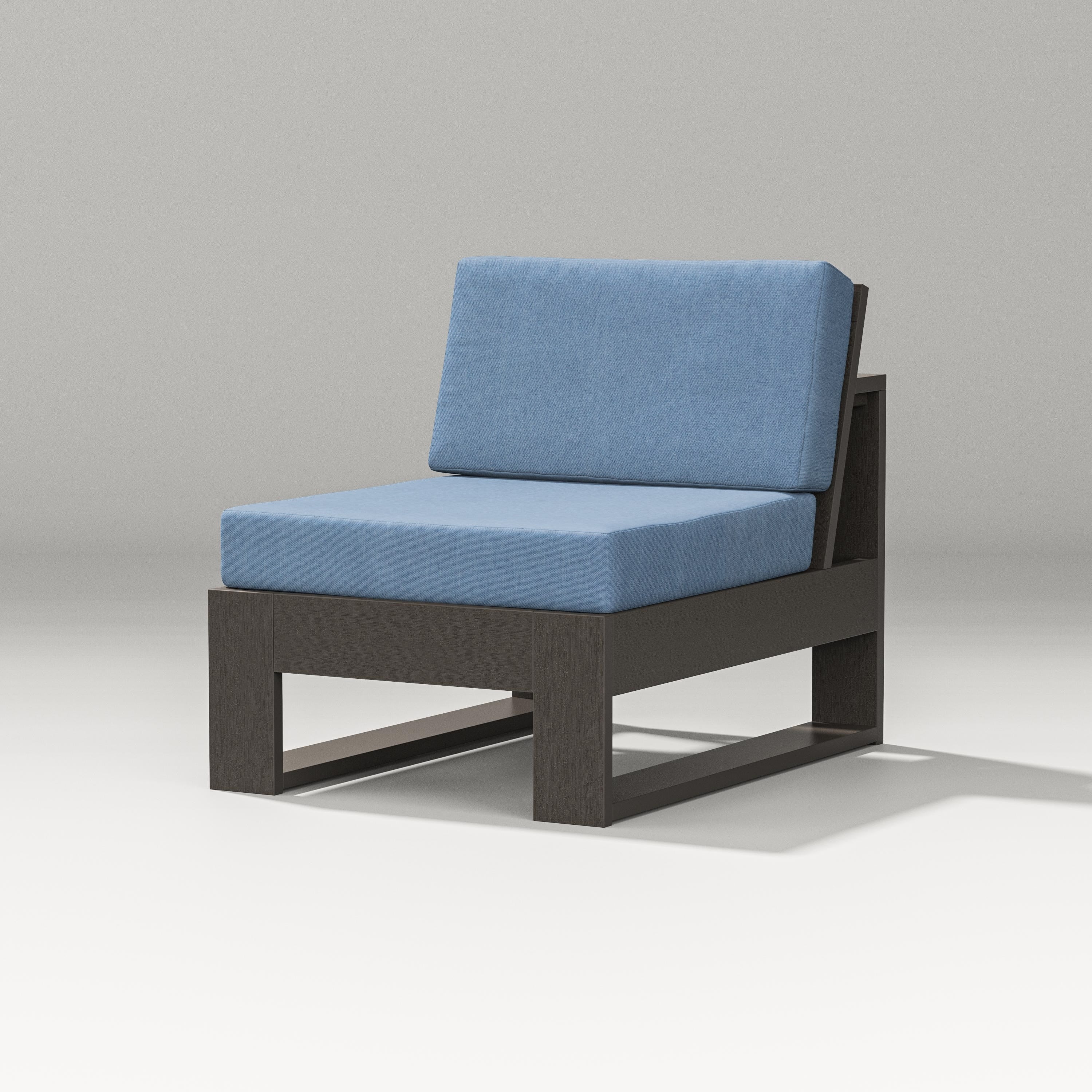 PW Designer Series Latitude Modular Armless Chair in Vintage Coffee / Sky Blue