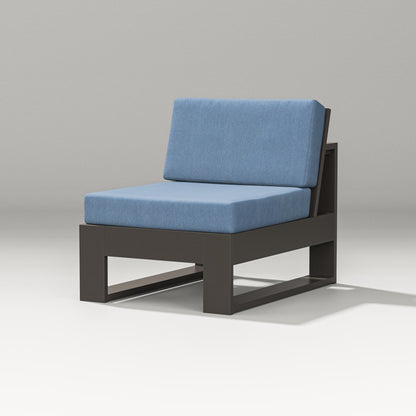 PW Designer Series Latitude Modular Armless Chair in Vintage Coffee / Sky Blue