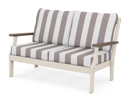 POLYWOOD® Braxton Deep Seating Loveseat in Sand / Kona / Cabana Stripe Grey Mist