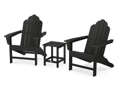 POLYWOOD® Long Island Adirondack 3-Piece Set in Black
