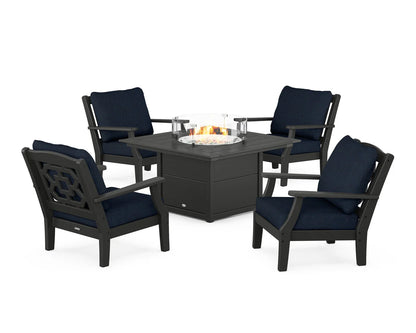 Chinoiserie 5-Piece Deep Seating Set with Fire Pit Table