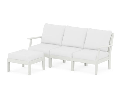 POLYWOOD® Braxton Modular 4-Piece Deep Seating Set with Ottoman in Vintage White / Natural