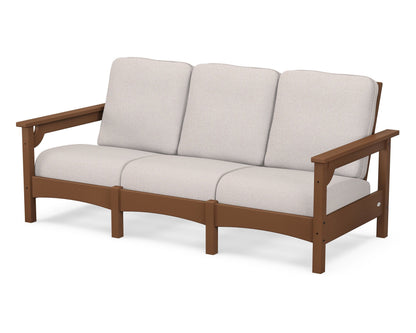 POLYWOOD® Club Sofa in Teak / Dune Burlap