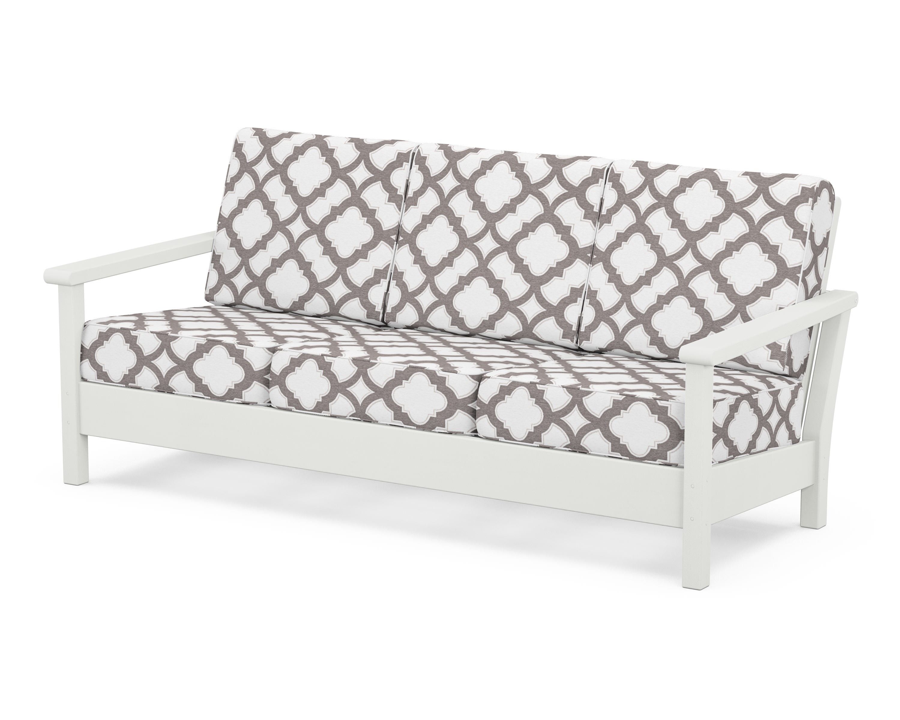 POLYWOOD® Harbour Deep Seating Sofa in Vintage White / Trellis Grey Mist