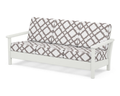 POLYWOOD® Harbour Deep Seating Sofa in Vintage White / Trellis Grey Mist