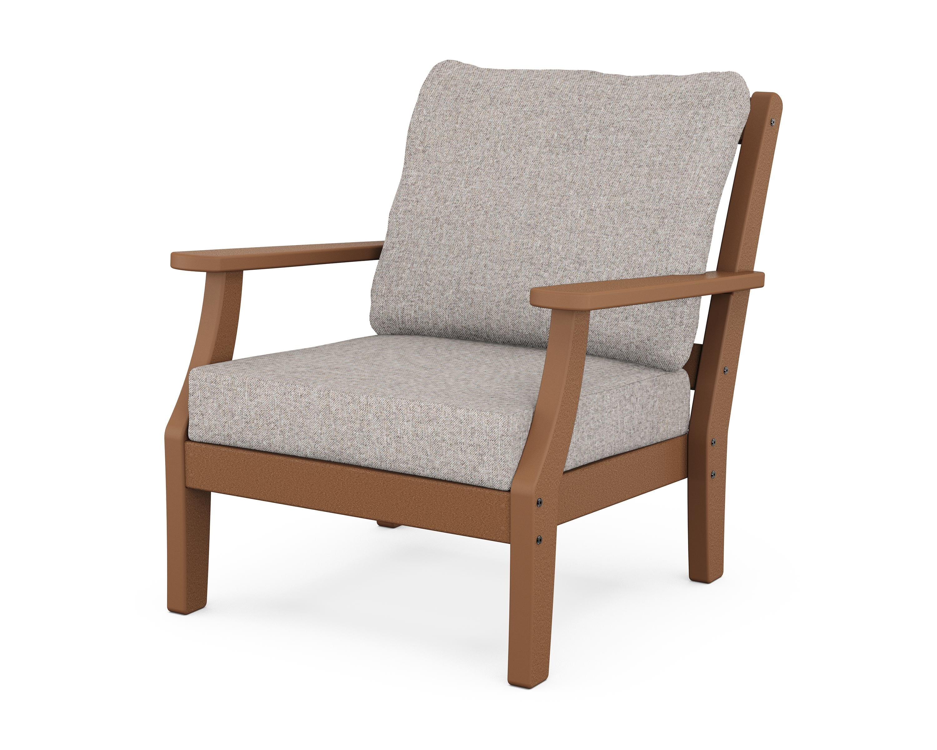 Martha Stewart by POLYWOOD® Chinoiserie Deep Seating Chair in Teak / Weathered Tweed