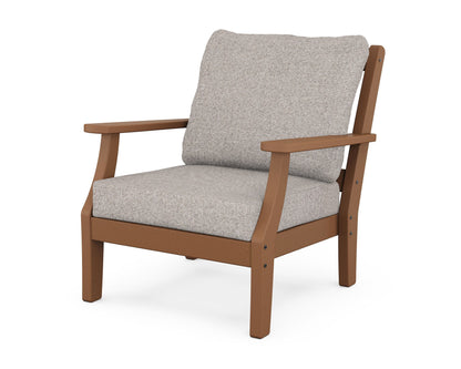 Martha Stewart by POLYWOOD® Chinoiserie Deep Seating Chair in Teak / Weathered Tweed