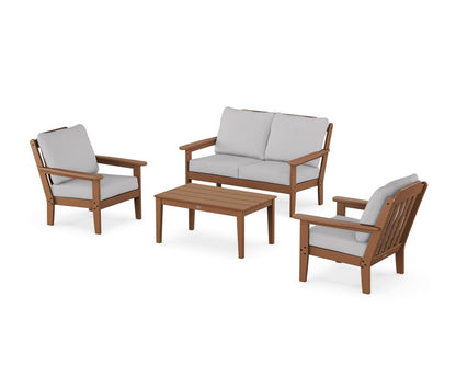 Country Living Cottage 4-Piece Deep Seating Set with Loveseat in Teak / Granite