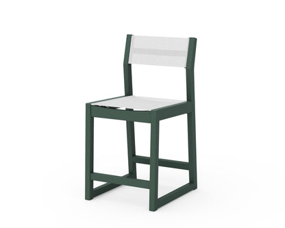 POLYWOOD® EDGE Sling Counter Side Chair in Green / White Sling
