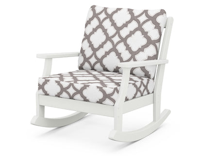 POLYWOOD® Braxton Deep Seating Rocking Chair in Vintage White / Trellis Grey Mist