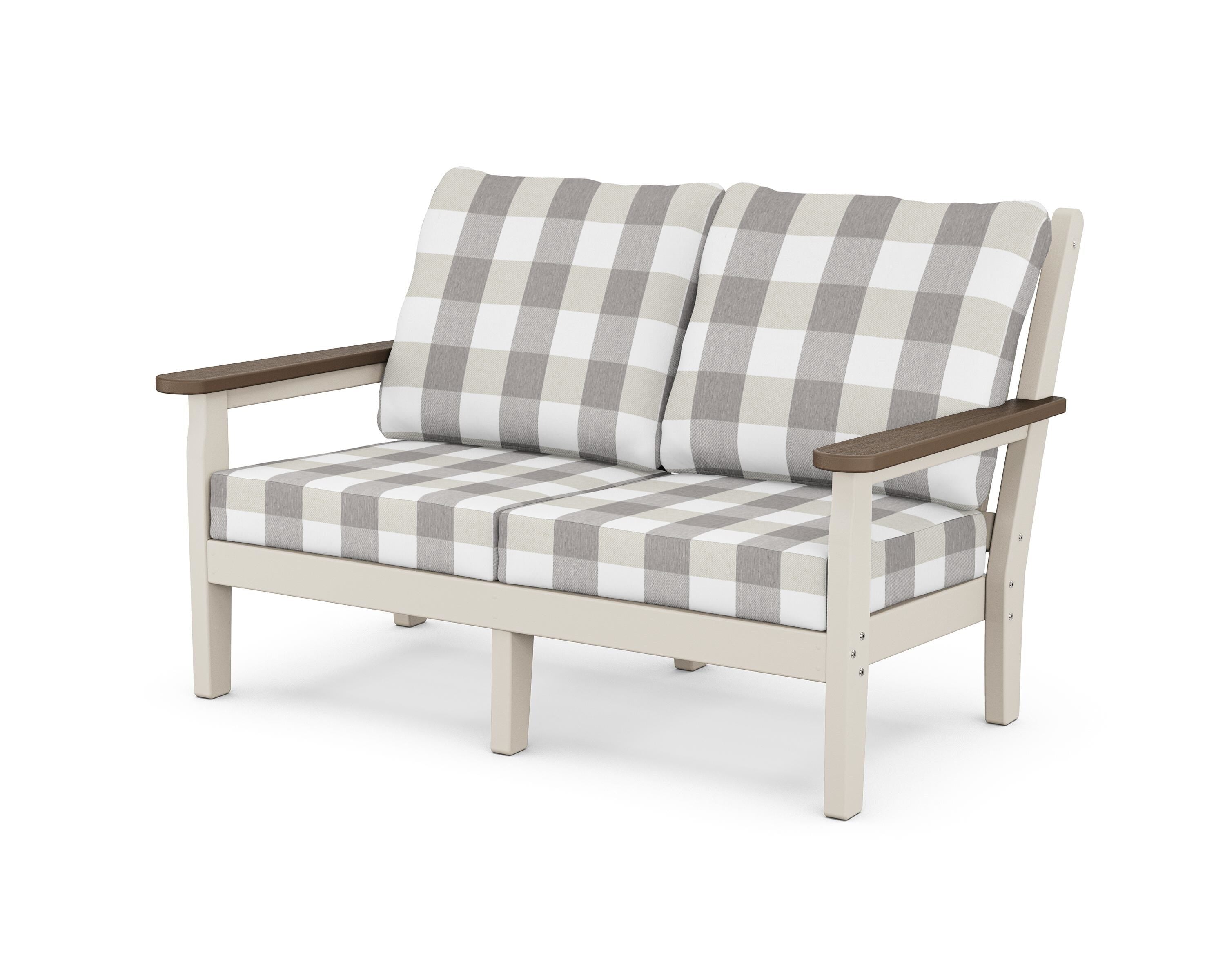 POLYWOOD® Chippendale Deep Seating Loveseat in Sand / Kona / Buffalo Plaid Grey Mist