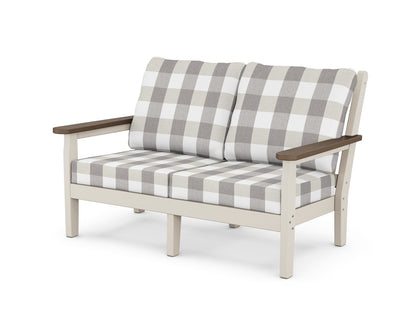 POLYWOOD® Chippendale Deep Seating Loveseat in Sand / Kona / Buffalo Plaid Grey Mist