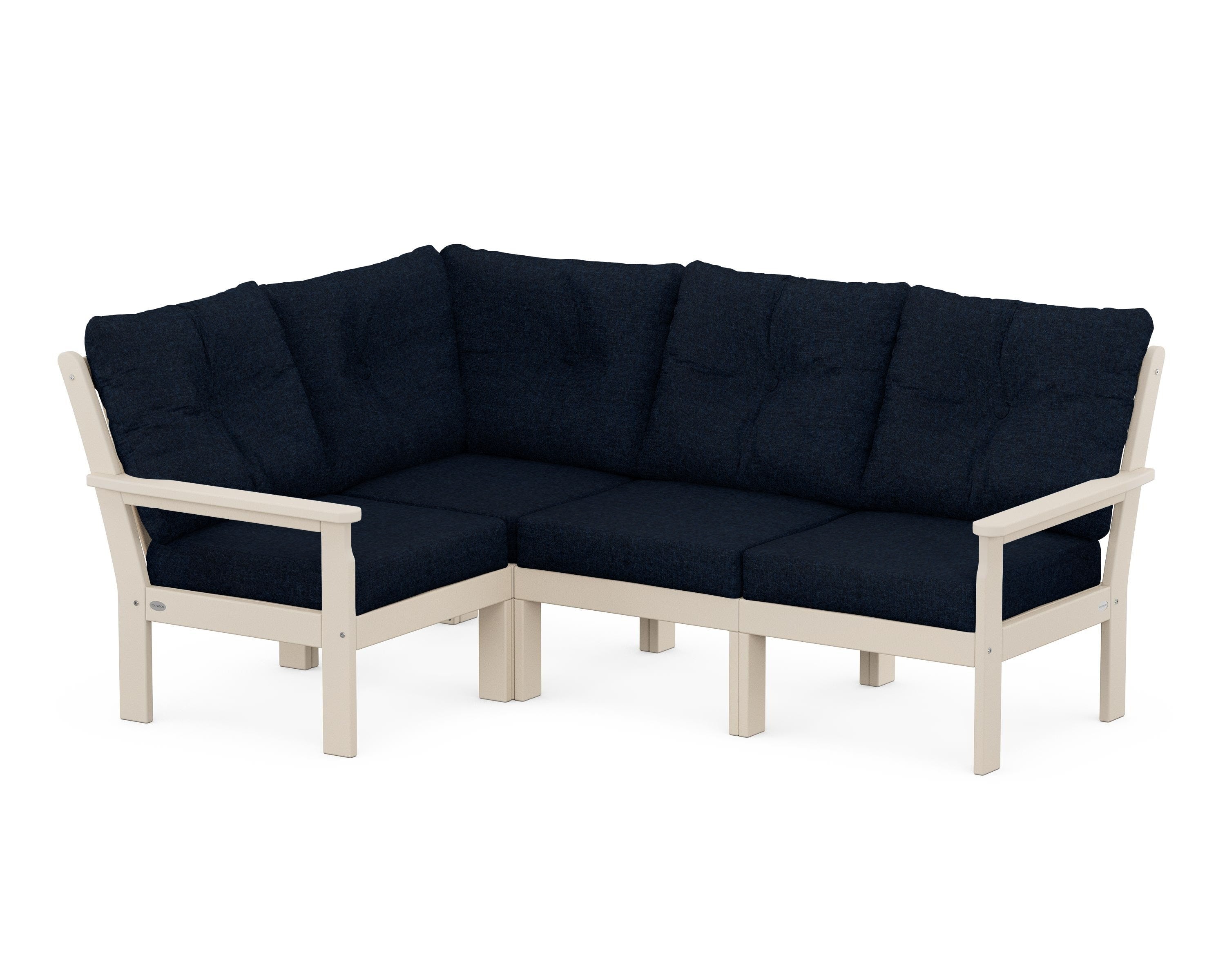 POLYWOOD® Vineyard 4-Piece Sectional in Sand / Marine Indigo