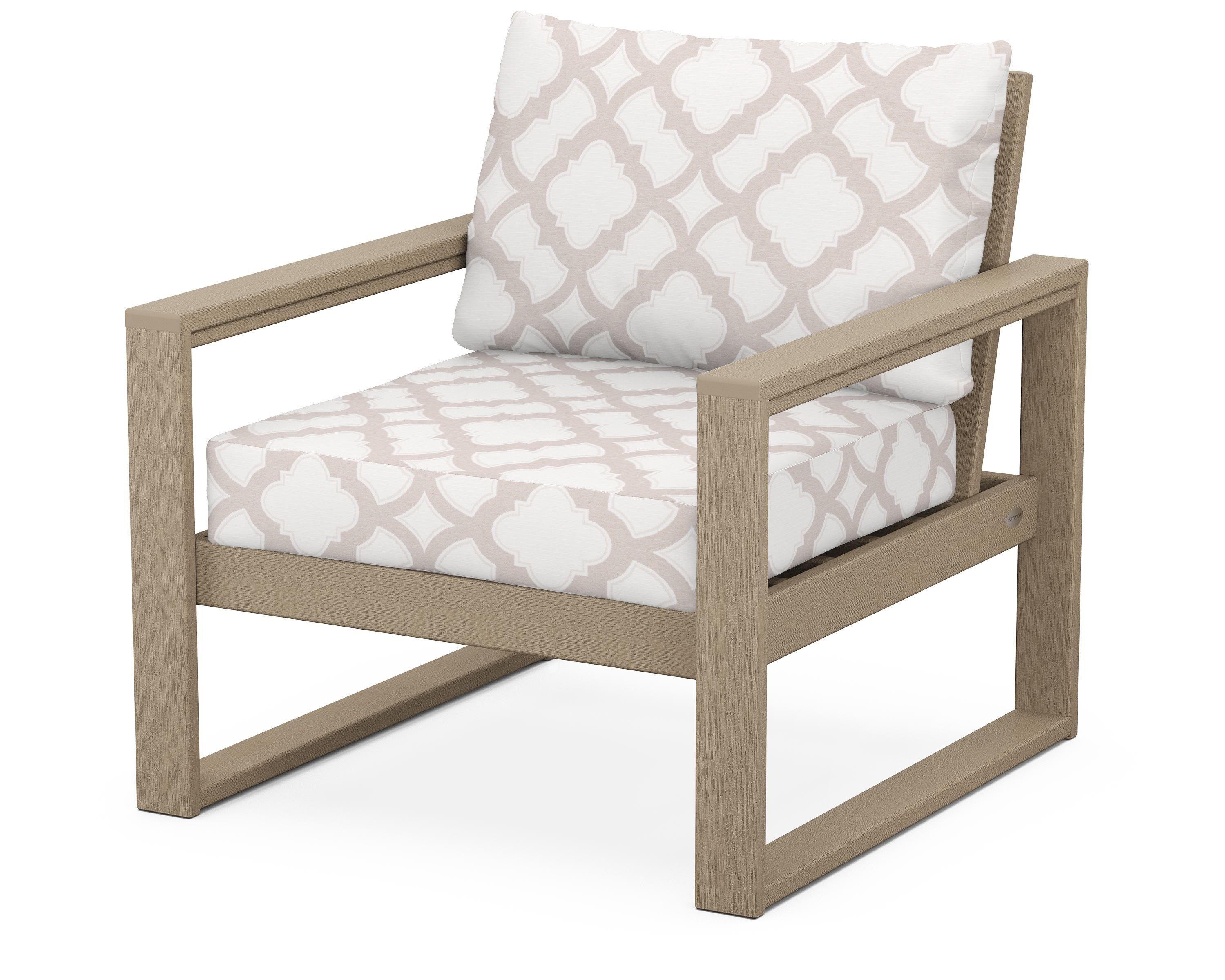 POLYWOOD® EDGE Club Chair in Vintage Sahara / Trellis Dune Burlap