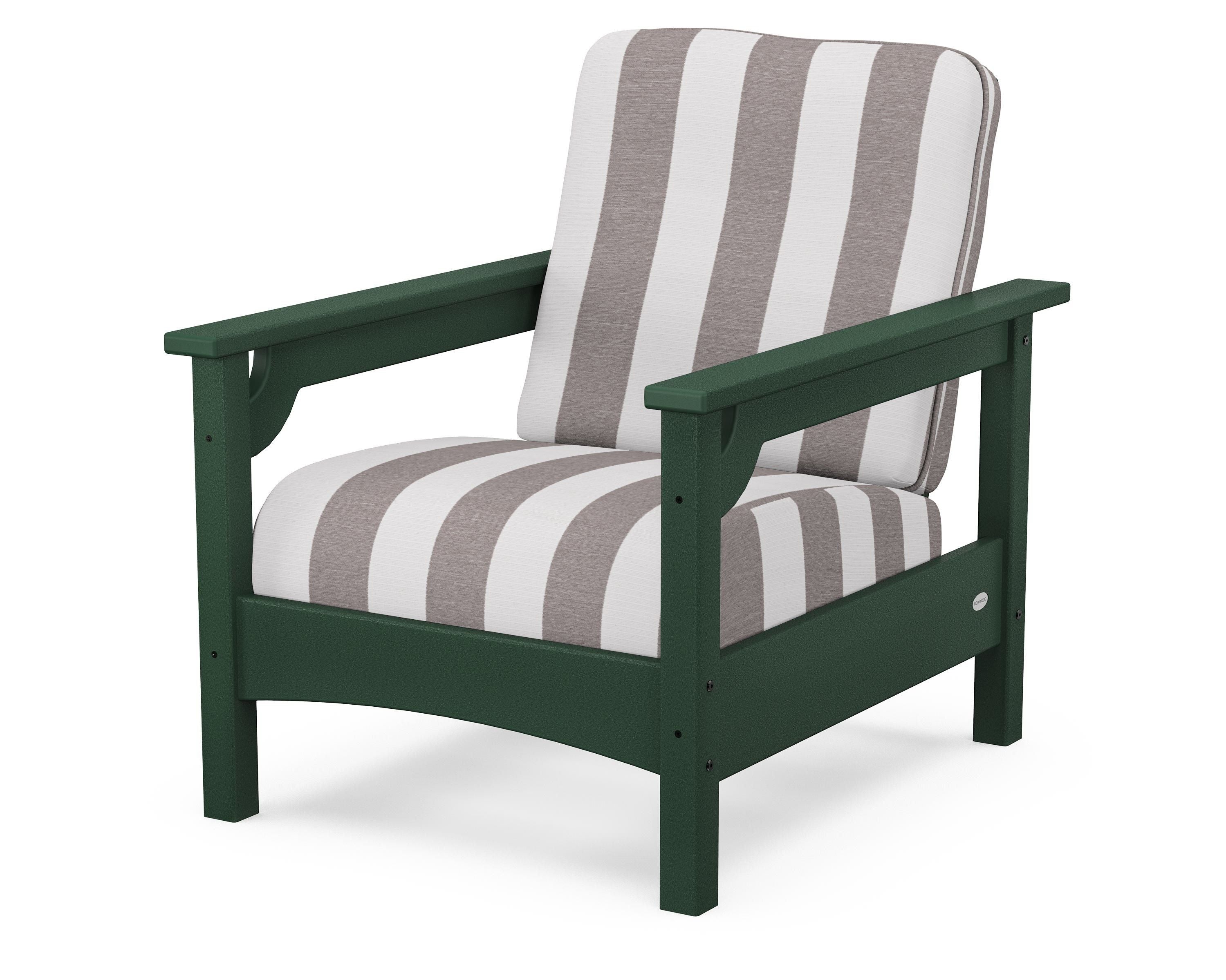 POLYWOOD® Club Chair in Green / Cabana Stripe Grey Mist