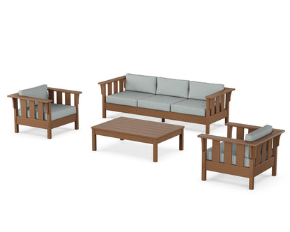 Martha Stewart by POLYWOOD® Acadia 4-Piece Deep Seating Set with Sofa in Teak / Spa