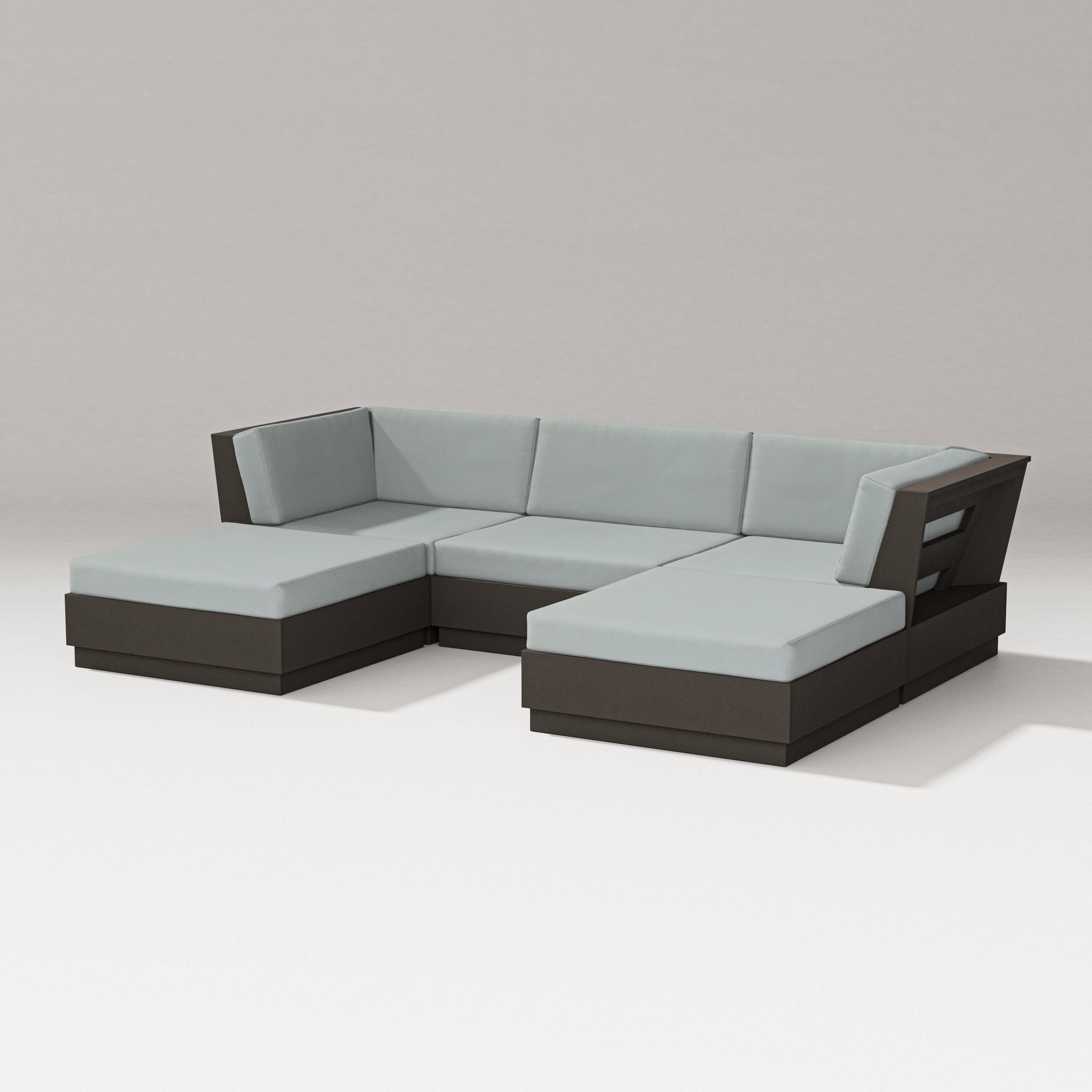 PW Designer Series Elevate Double Chaise Sectional in Vintage Coffee / Spa