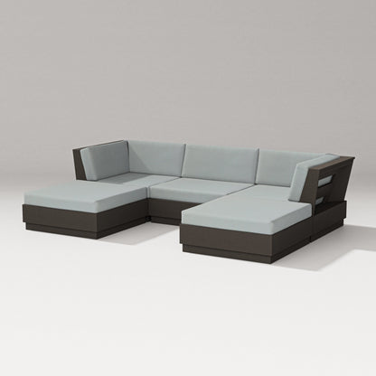 PW Designer Series Elevate Double Chaise Sectional in Vintage Coffee / Spa