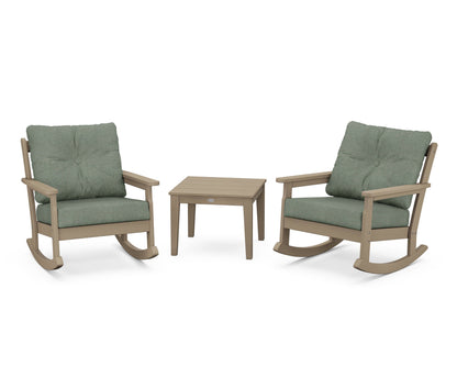 POLYWOOD® Vineyard 3-Piece Deep Seating Rocker Set in Vintage Sahara / Cast Sage
