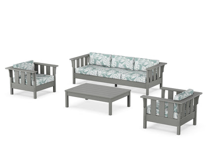 Martha Stewart by POLYWOOD® Acadia 4-Piece Deep Seating Set with Sofa in Slate Grey / Leaf Glacier Spa