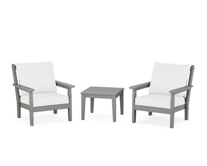 POLYWOOD® Chippendale 3-Piece Deep Seating Set in Slate Grey / Natural