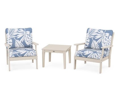 POLYWOOD® Braxton 3-Piece Deep Seating Set in Sand / Leaf Sky Blue
