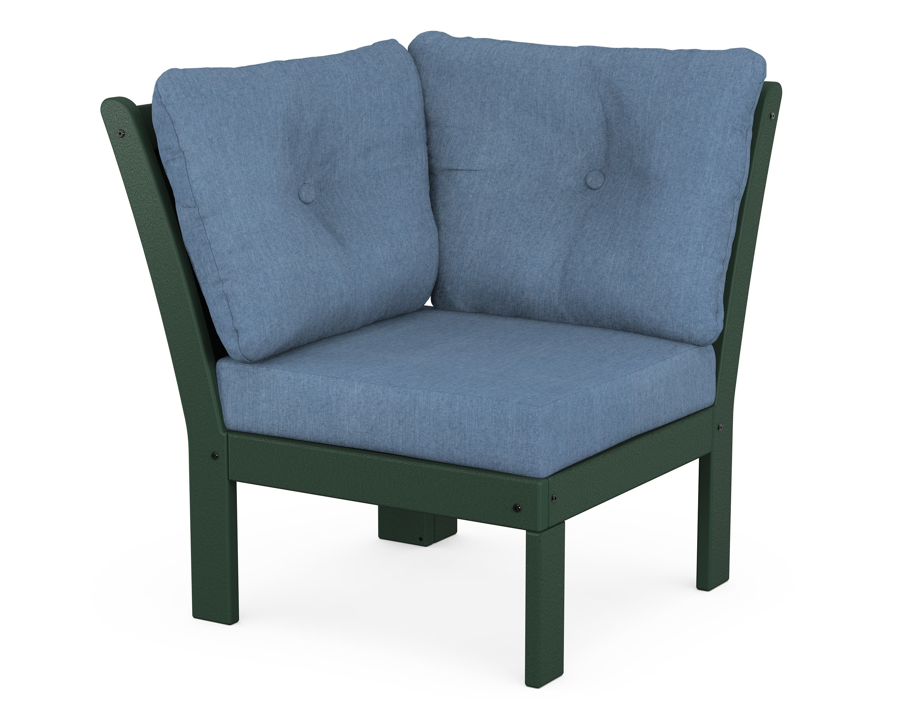 POLYWOOD® Vineyard Modular Corner Chair in Green / Sky Blue