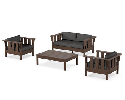 Martha Stewart by POLYWOOD® Acadia 4-Piece Deep Seating Set with Loveseat in Mahogany / Spectrum Carbon
