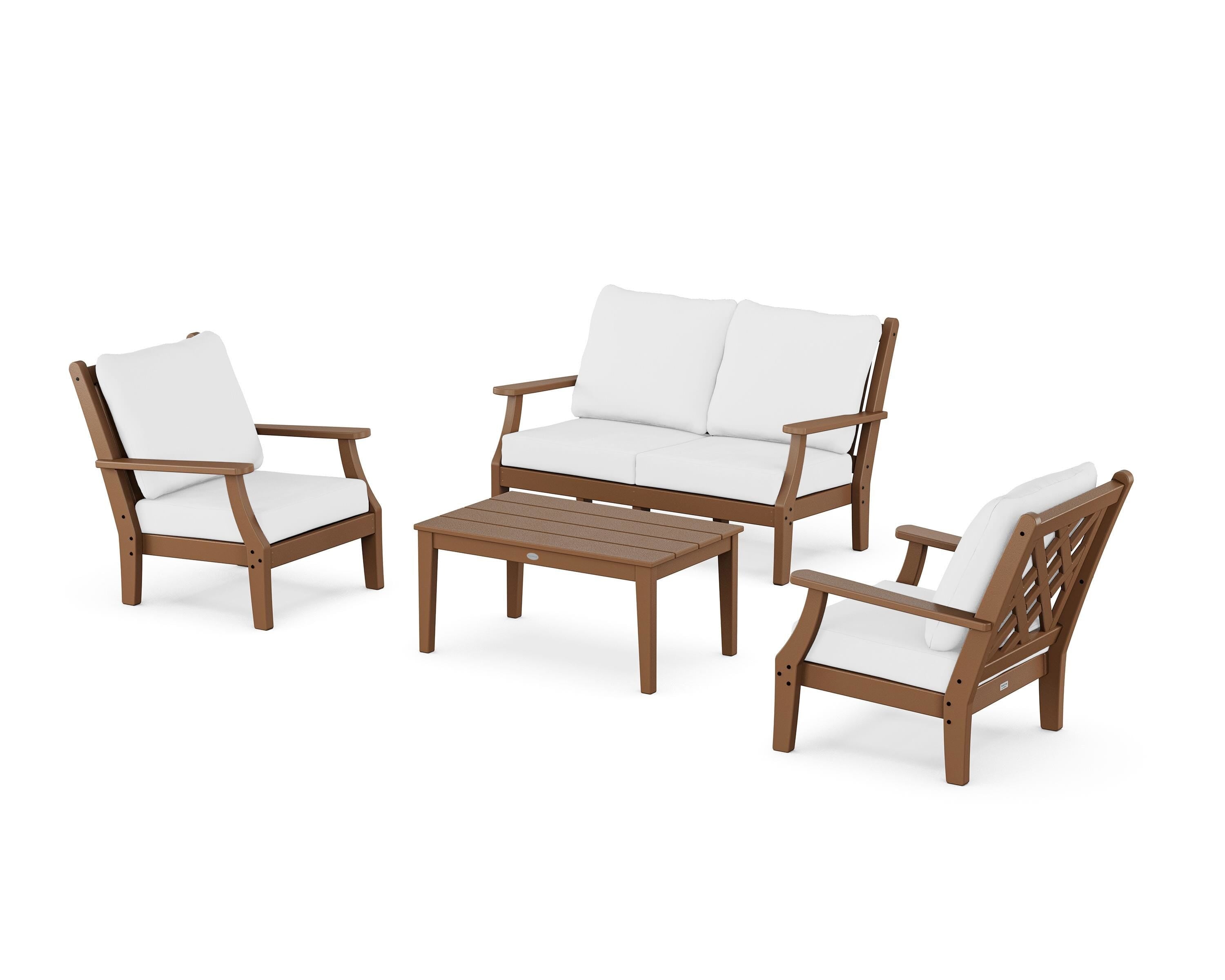 Country Living Wovendale 4-Piece Deep Seating Set with Loveseat in Teak / Natural