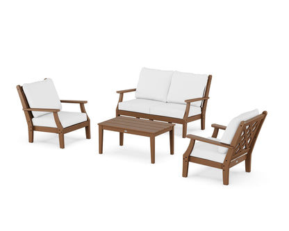 Country Living Wovendale 4-Piece Deep Seating Set with Loveseat in Teak / Natural