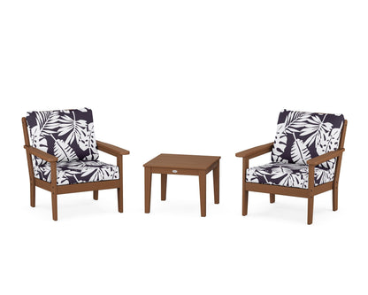 Country Living Cottage 3-Piece Deep Seating Set in Teak / Leaf Navy