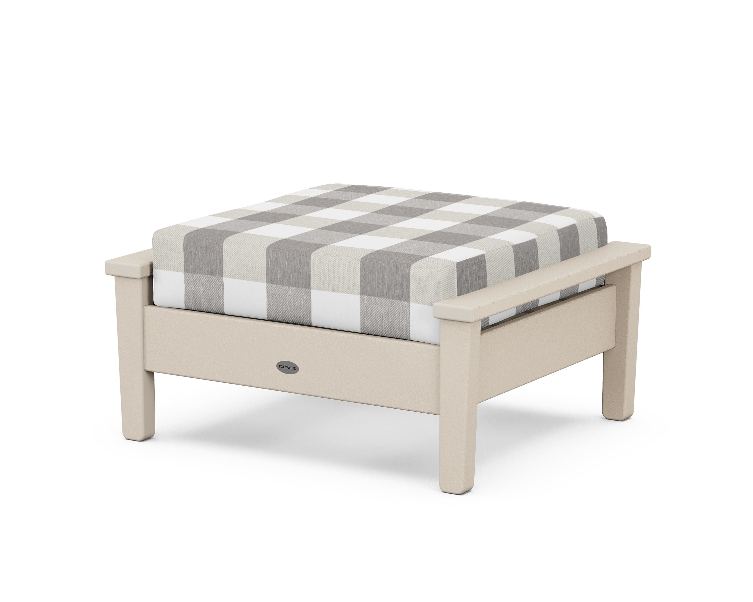 POLYWOOD® Prescott Deep Seating Ottoman in Sand / Buffalo Plaid Grey Mist