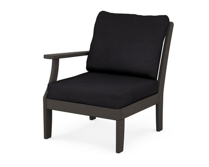 POLYWOOD® Braxton Modular Left Arm Chair in Vintage Coffee / Midnight Linen