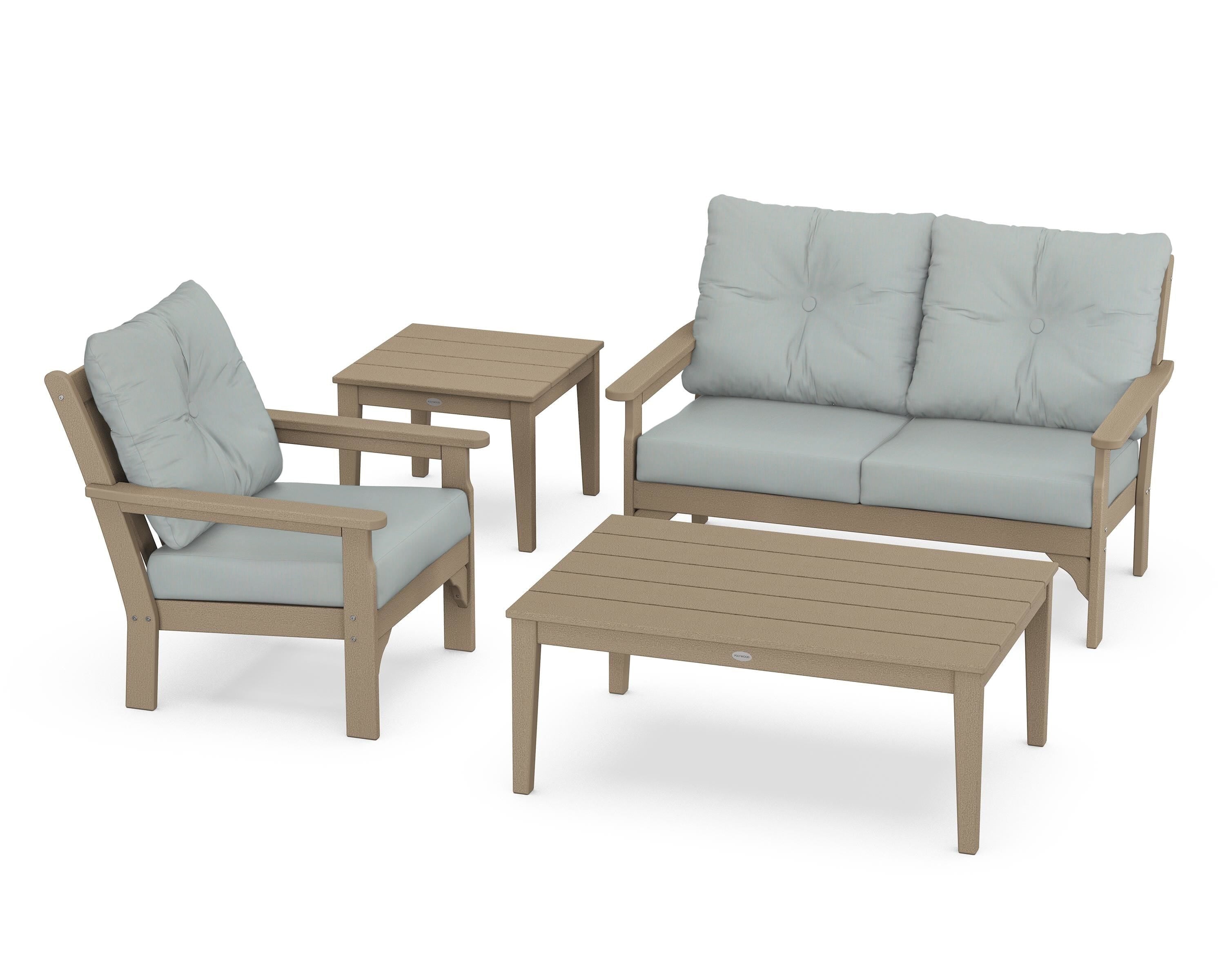 POLYWOOD® Vineyard 4-Piece Deep Seating Set in Vintage Sahara / Spa