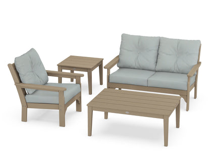POLYWOOD® Vineyard 4-Piece Deep Seating Set in Vintage Sahara / Spa