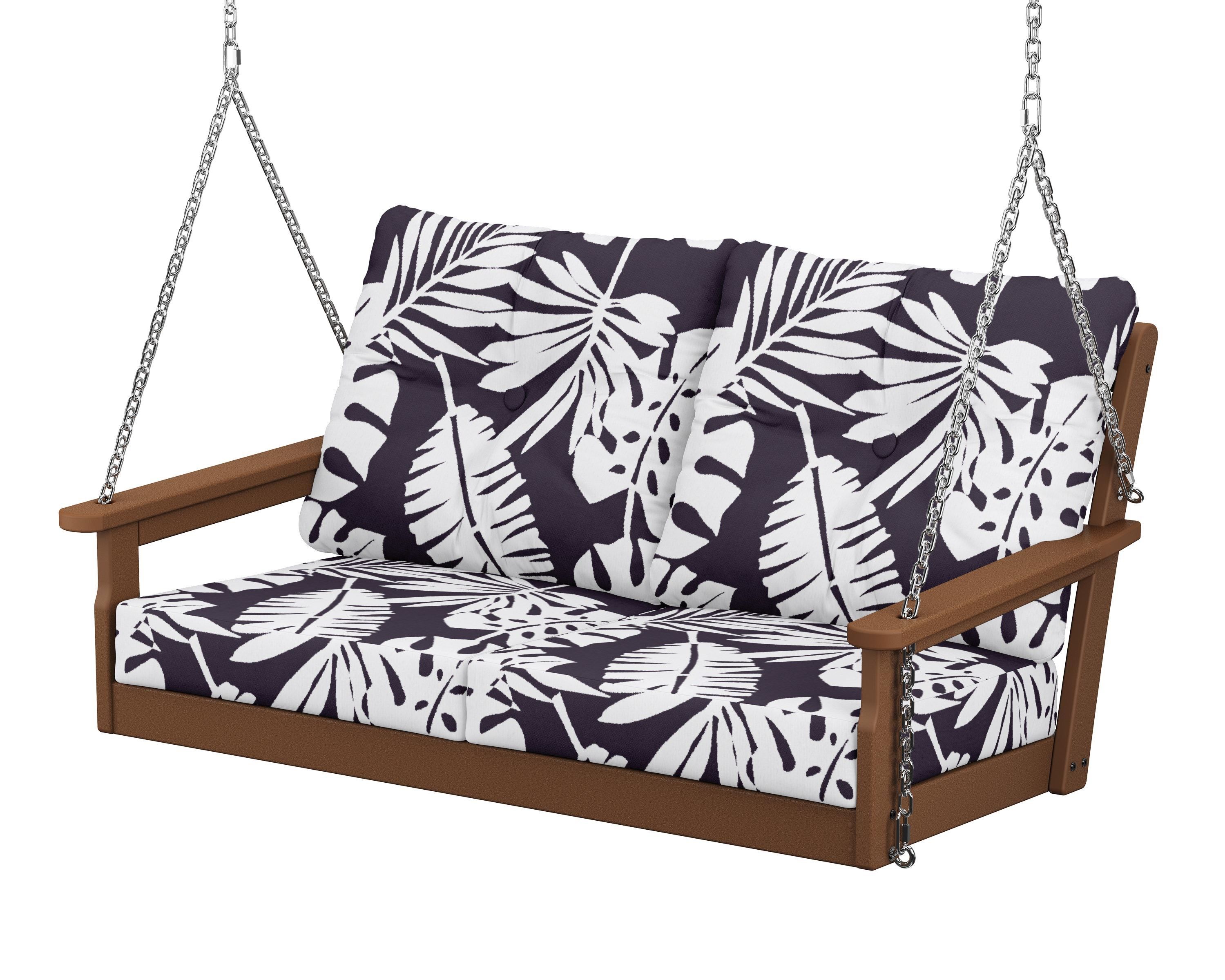 POLYWOOD® Vineyard Deep Seating Swing in Teak / Leaf Navy