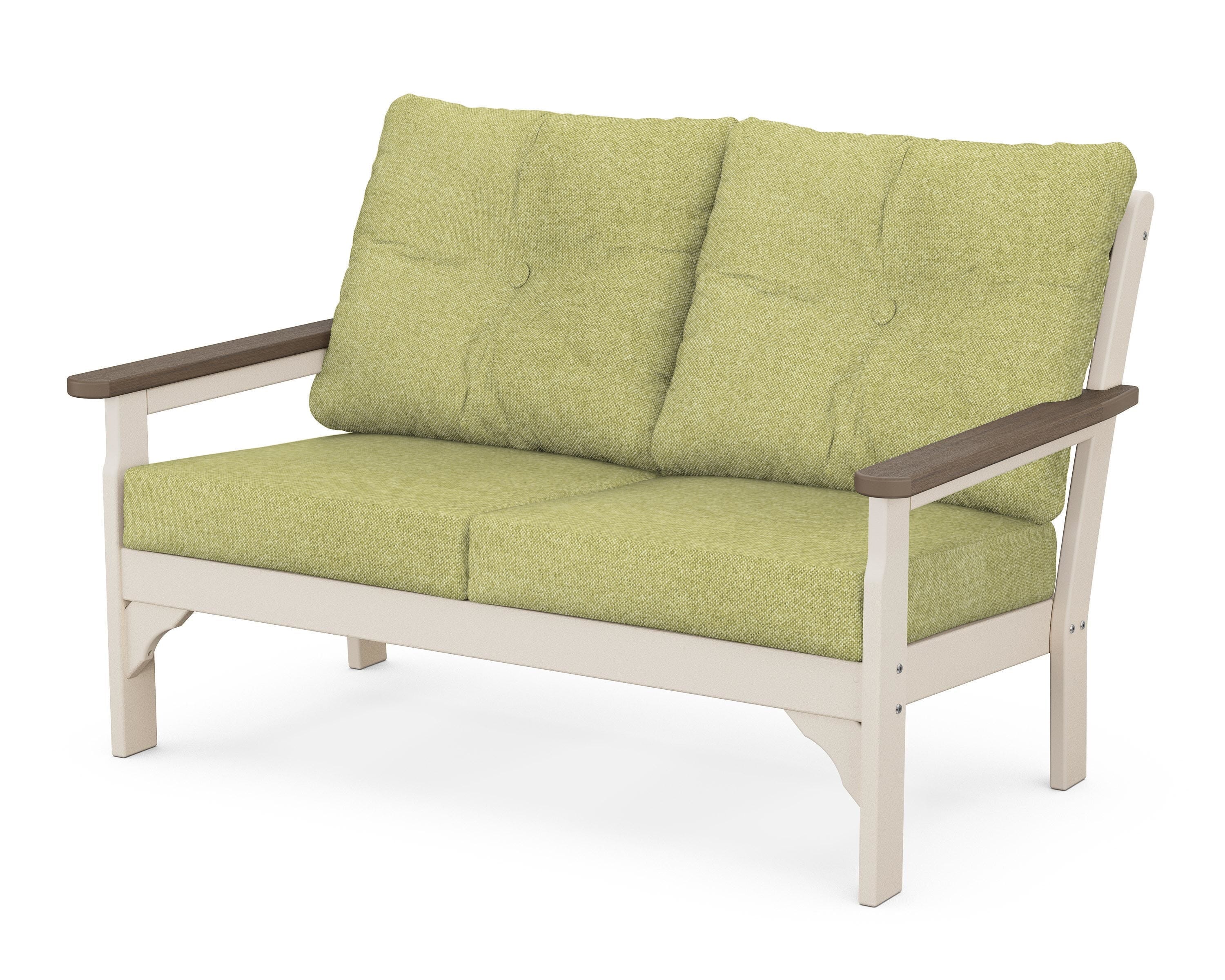 POLYWOOD® Vineyard Deep Seating Loveseat in Sand / Kona / Chartreuse Boucle