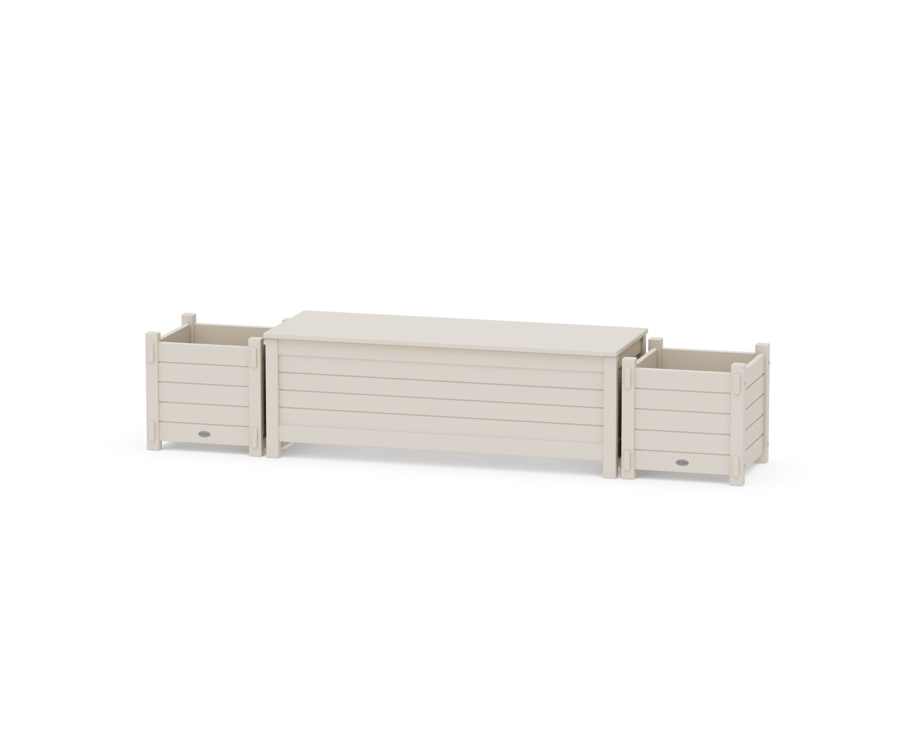 POLYWOOD® 48" Nautical Straight Planter Storage Bench Set in Sand