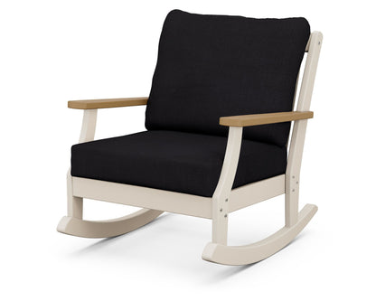 POLYWOOD® Braxton Deep Seating Rocking Chair in Sand / Natural / Midnight Linen