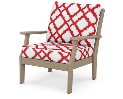 POLYWOOD® Braxton Deep Seating Chair in Vintage Sahara / Trellis Crimson