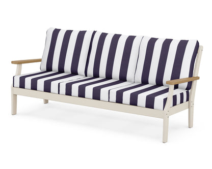 POLYWOOD® Braxton Deep Seating Sofa in Sand / Natural / Cabana Stripe Navy