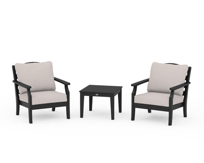 Draper James™ by  POLYWOOD® Savannah 3-Piece Deep Seating Set in Black / Dune Burlap