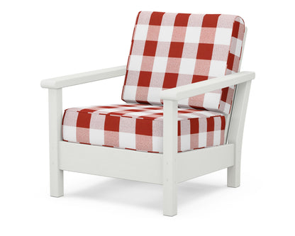 POLYWOOD® Harbour Deep Seating Chair in Vintage White / Buffalo Plaid Crimson