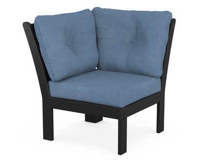 POLYWOOD® Vineyard Modular Corner Chair in Black / Sky Blue