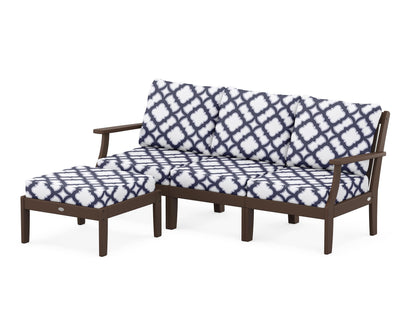 POLYWOOD® Braxton Modular 4-Piece Deep Seating Set with Ottoman in Mahogany / Trellis Navy
