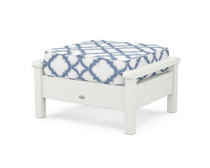 POLYWOOD® Harbour Deep Seating Ottoman in Vintage White / Trellis Sky Blue